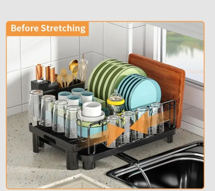 Extendable Dish Drying Rack - Black image indicator(3)