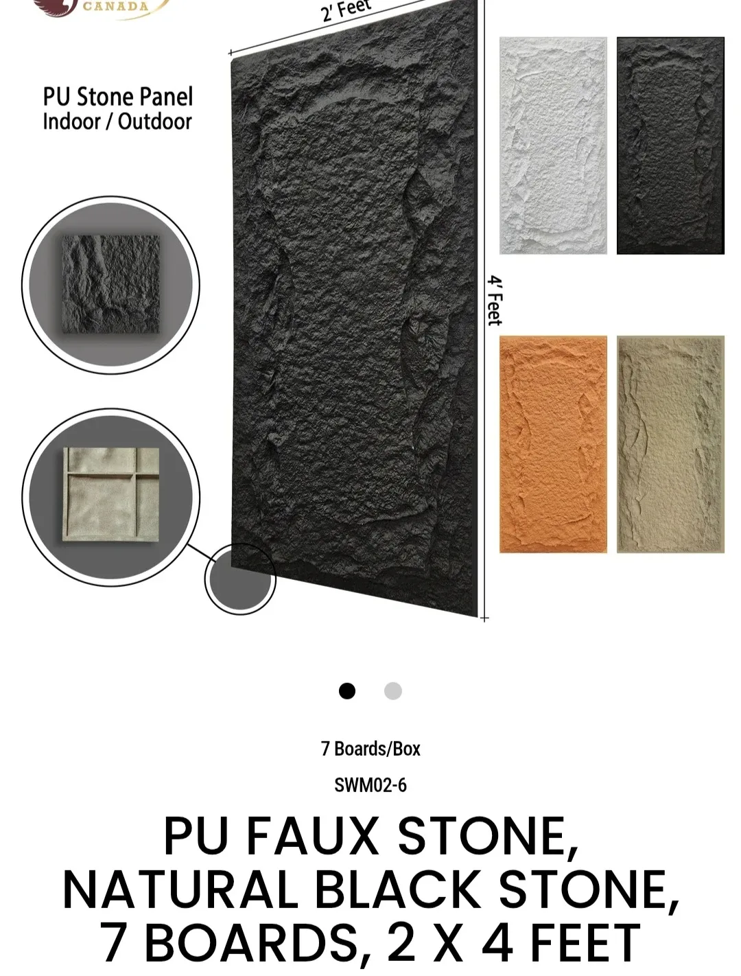 PU Faux Stone Panels, 2 x 4 ft