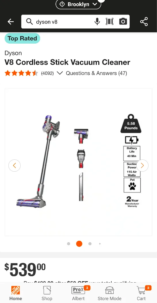 Dyson V8 Cordless Stick Vacuum Cleaner 🥕 image indicator(2)