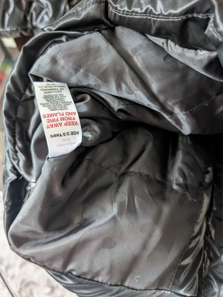 Girls' Black Puffer Coat with Faux Fur Hood (2-3 yrs) image indicator(7)