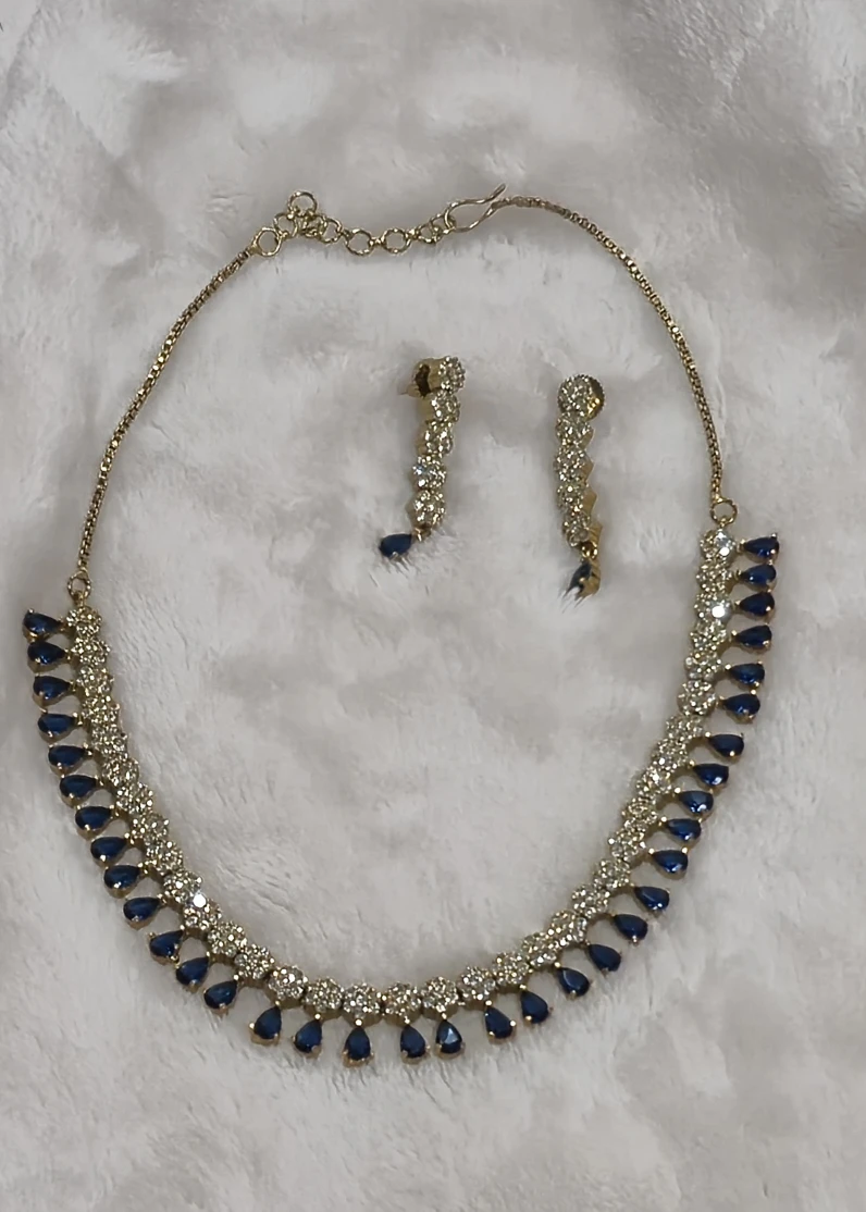 Blue Sapphire AD Necklace Set - photo 2
