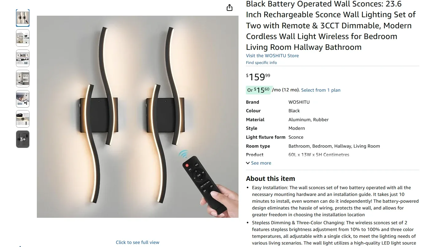 Battery Operated Wall Sconces BNIB image indicator(2)