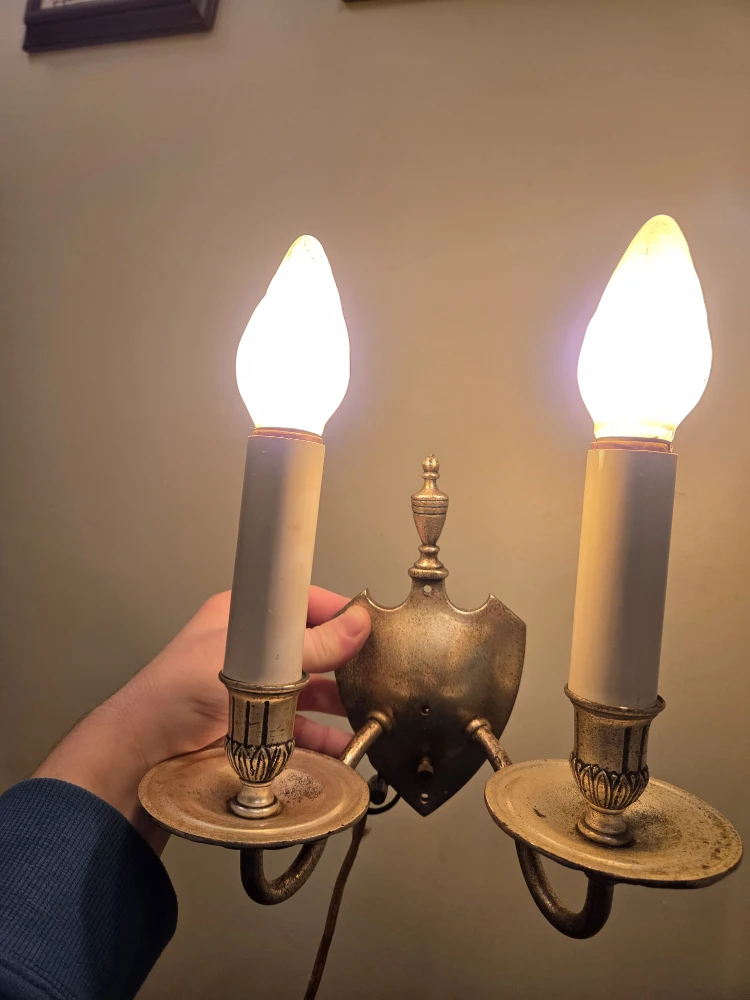 Vintage Brass Candle Wall Sconce - photo 2
