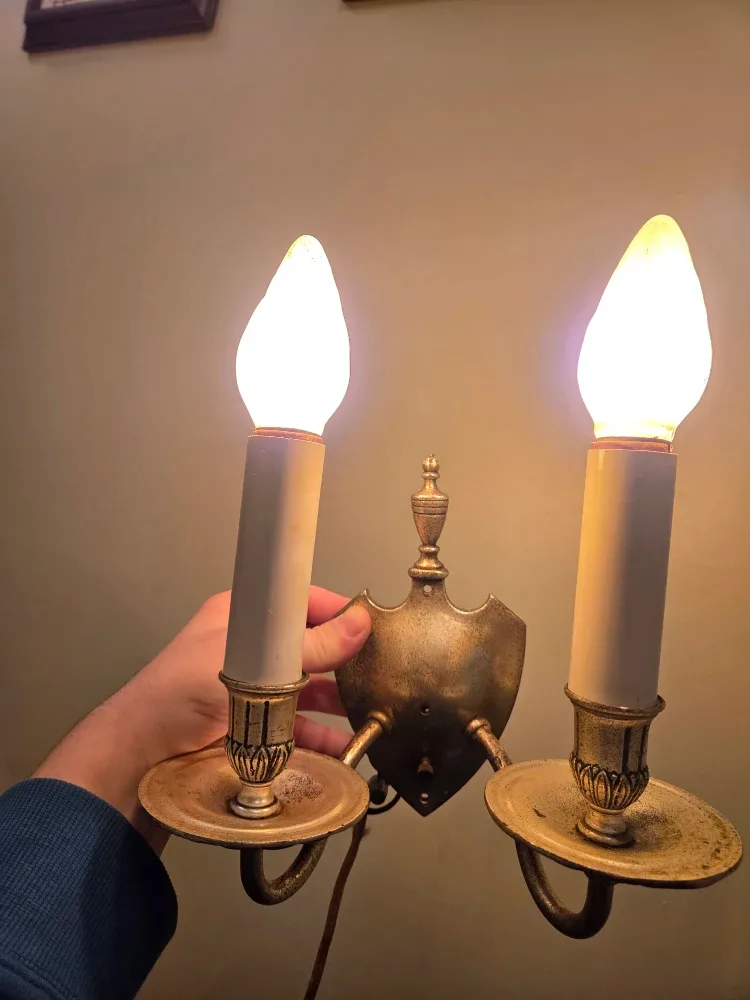 Vintage Brass Candle Wall Sconce image indicator(2)