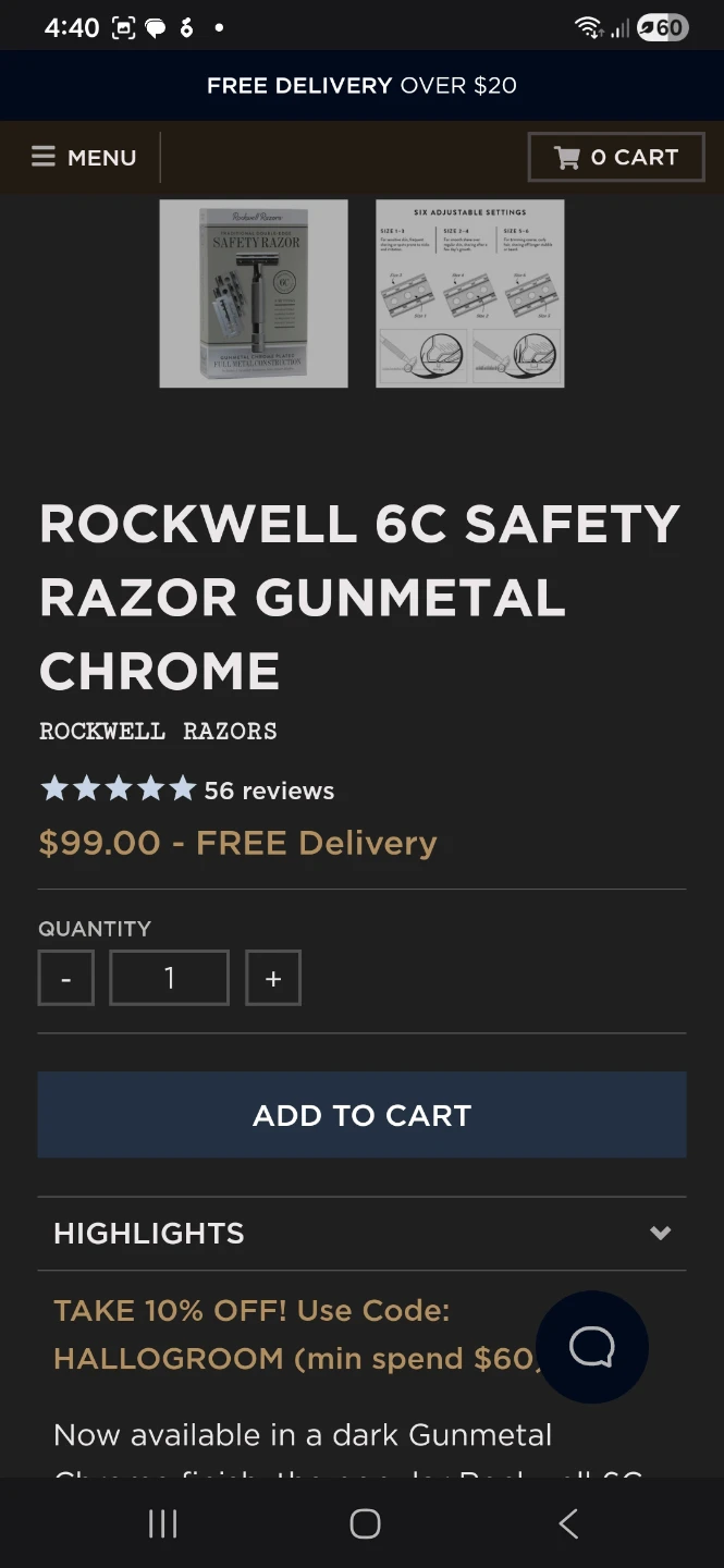 NEW Rockwell Razors 6C Safety Razor - Chrome Finish - photo 5