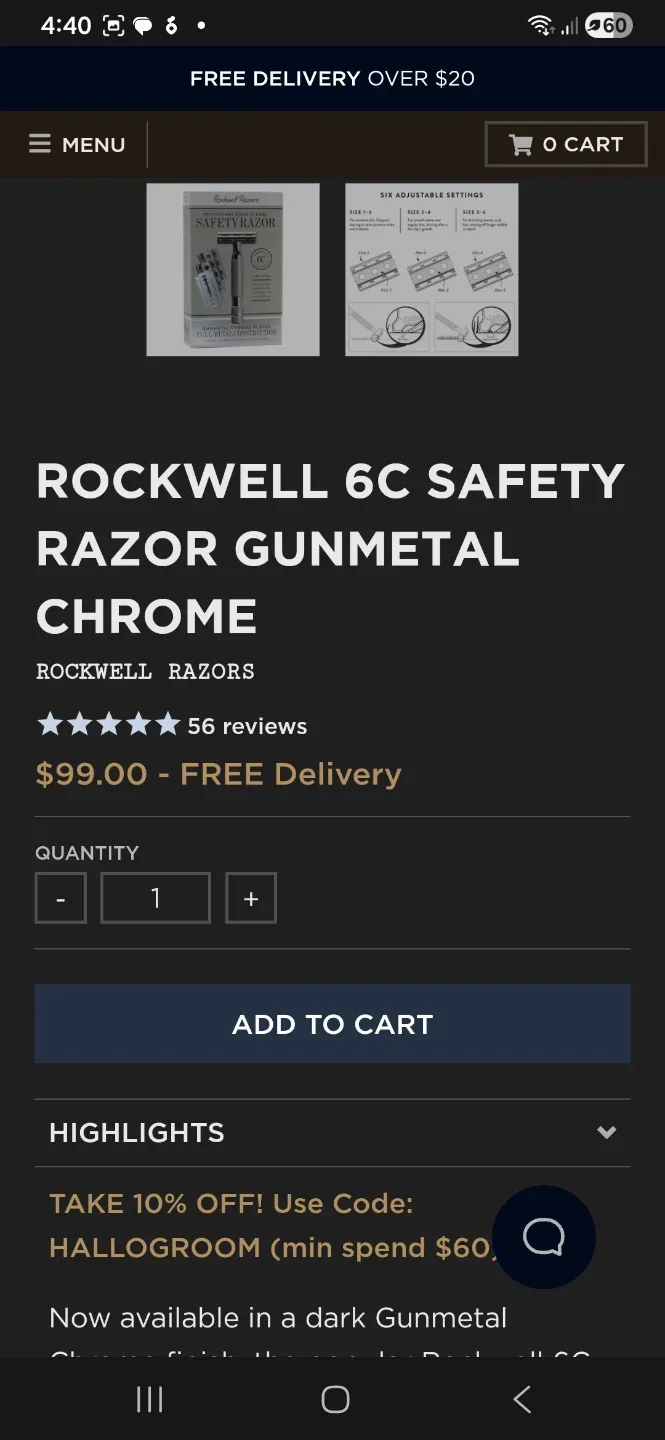 NEW Rockwell Razors 6C Safety Razor - Chrome Finish image indicator(5)