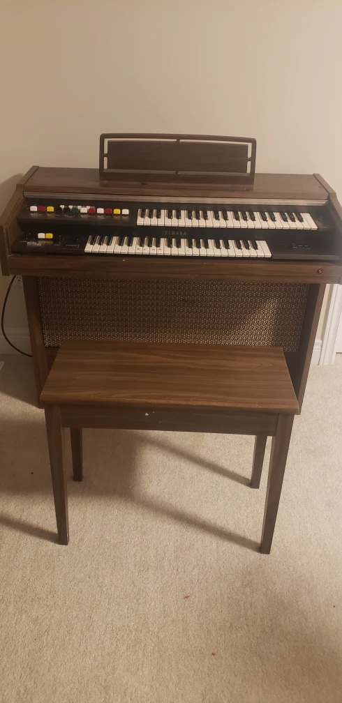 Vintage Brown Organ with Bench