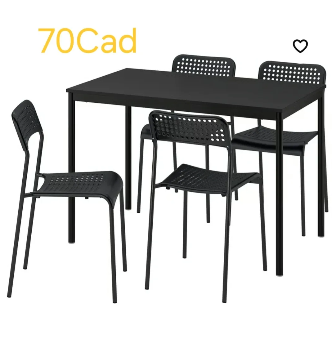 Black Dining Table with 4 Chairs