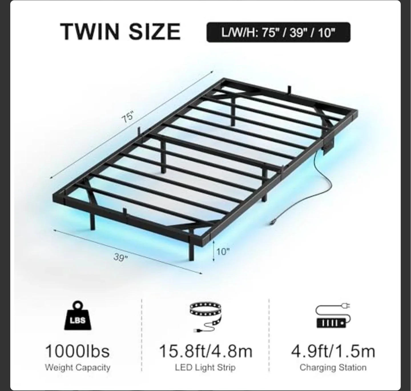 Floating Bed Frame with LED Lights🥕 image indicator(2)