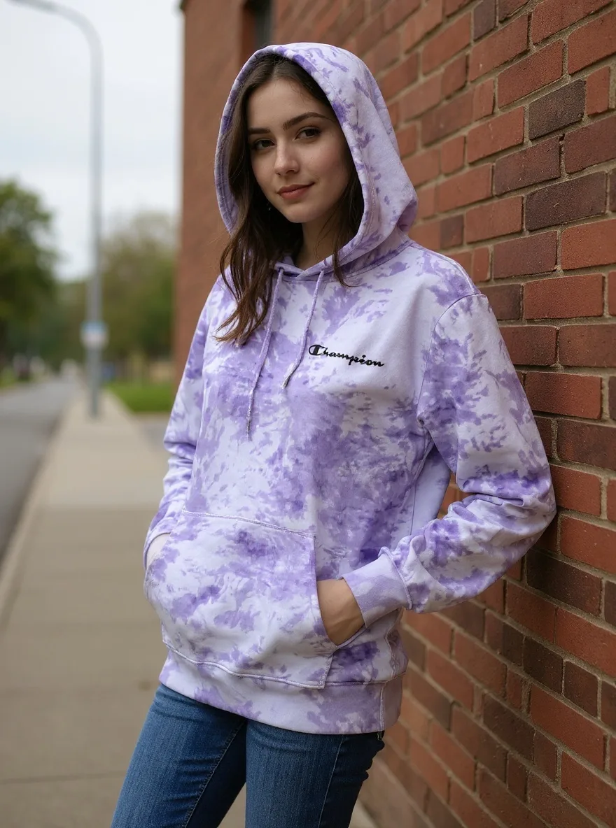Champion Purple Tie-Dye Hoodie