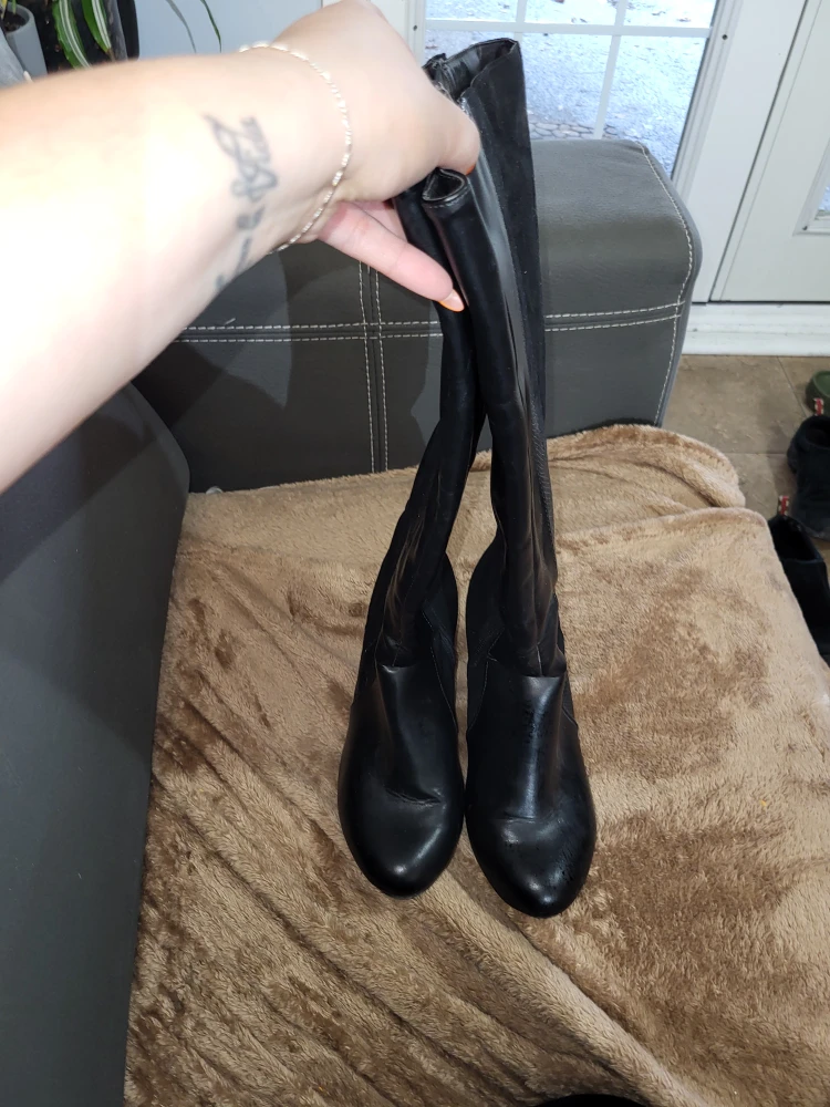 Black Knee-High Boots - Size 8.5W - photo 4