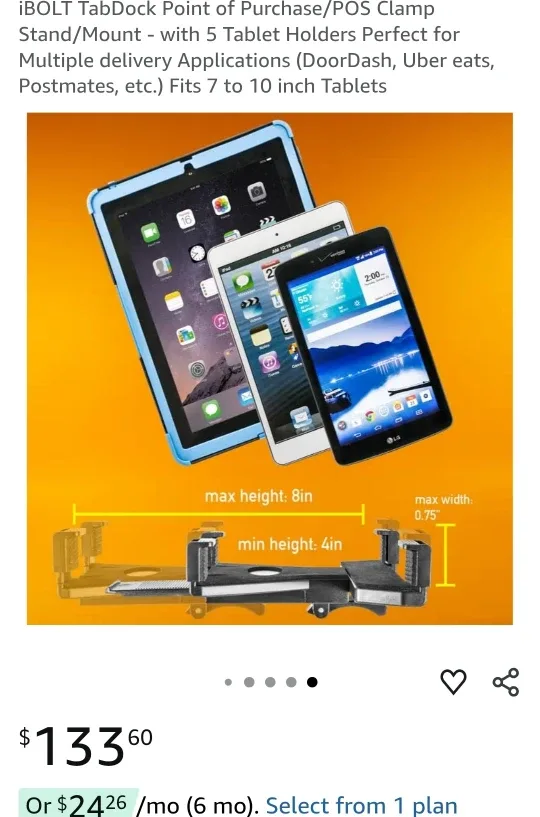 iBOLT TabDock POS Clamp Stand/Mount - 5 Tablet Holders image indicator(5)