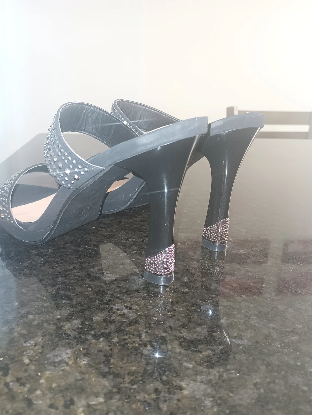 Forever Black Rhinestone Heels - Size 6 - photo 4