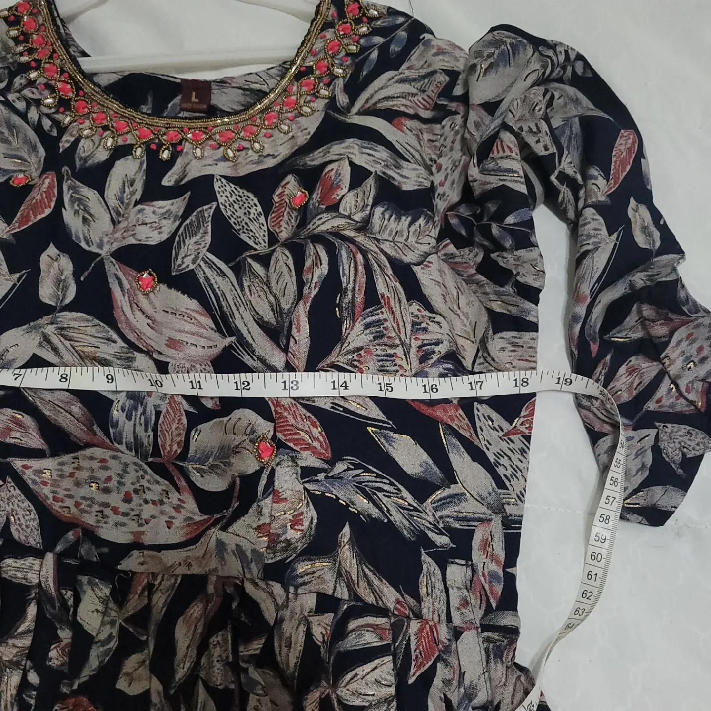 Floral Print Maxi Dress - Size L image indicator(5)