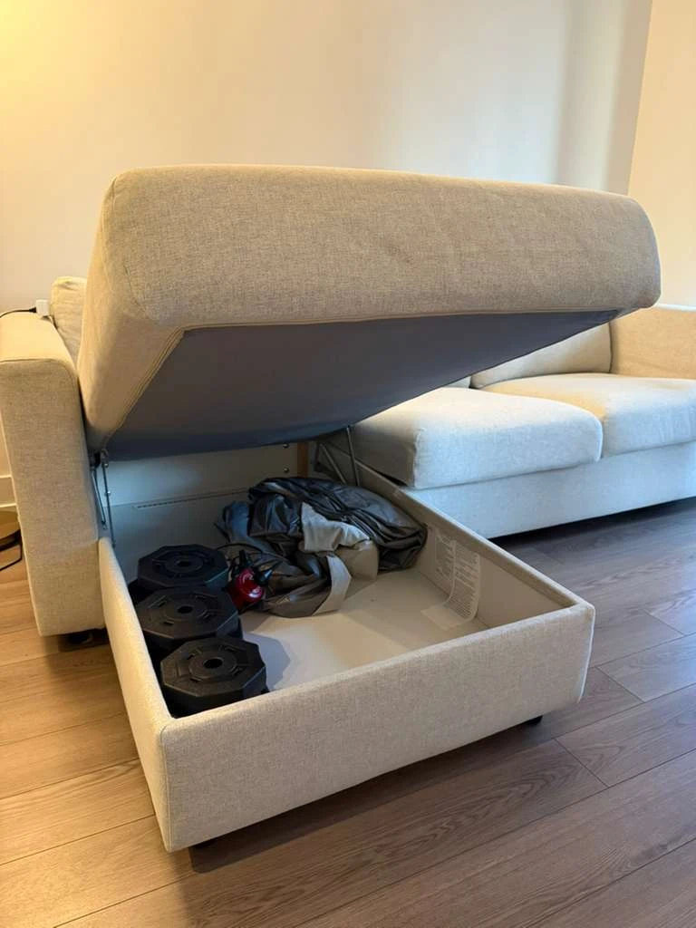 Beige Sectional Sofa with Storage - photo 4