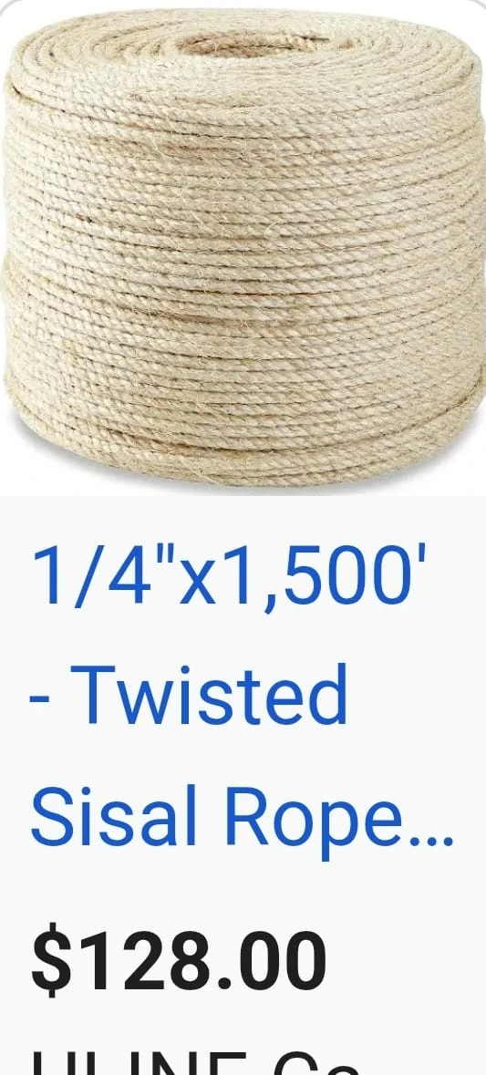 Sisal Rope 1/4 x 1500ft - Biodegradable Fibre - photo 2
