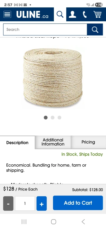 Sisal Rope 1/4 x 1500ft - Biodegradable Fibre - photo 5
