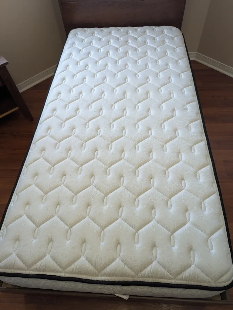 Twin Size Bed Frame with Mattress & Nightstand image indicator(2)