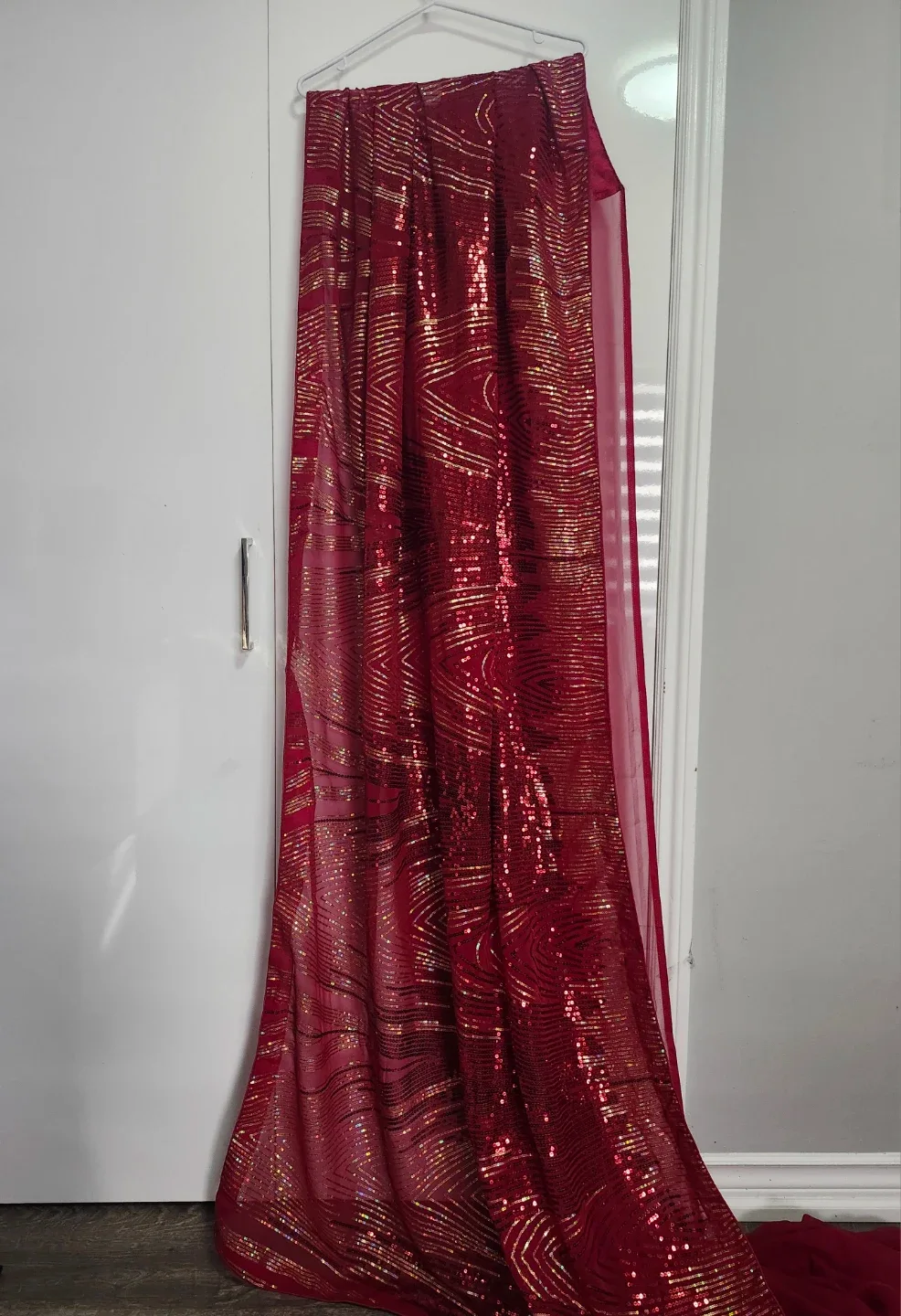 Red Sequin georgette saree/ for pickup thumbnail