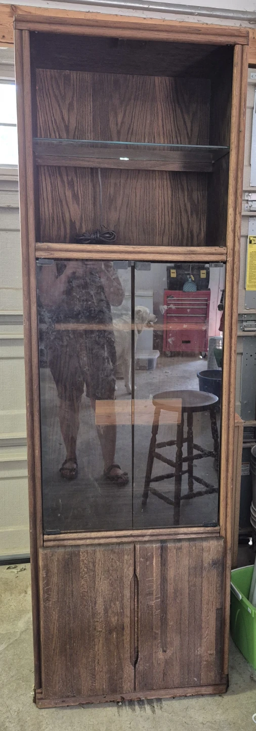 Wooden Display Cabinet with Glass Shelves