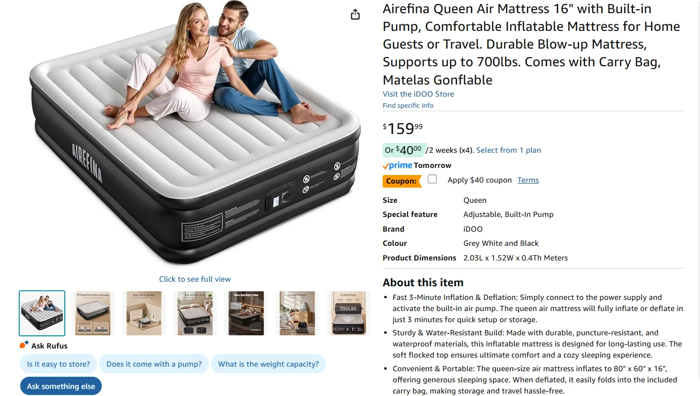 Queen Air Mattress With Electric Pump - photo 2