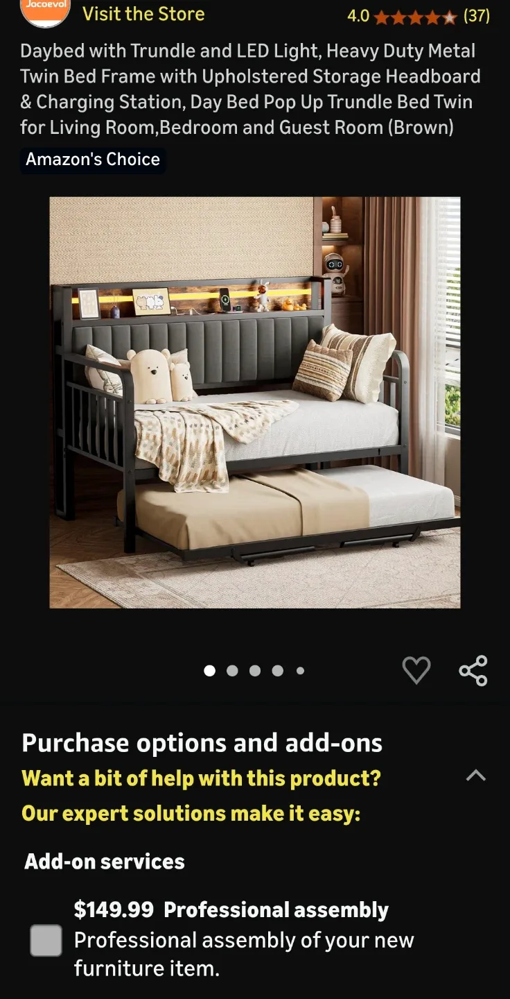 Jocoeval Daybed with Trundle and LED Light - Twin