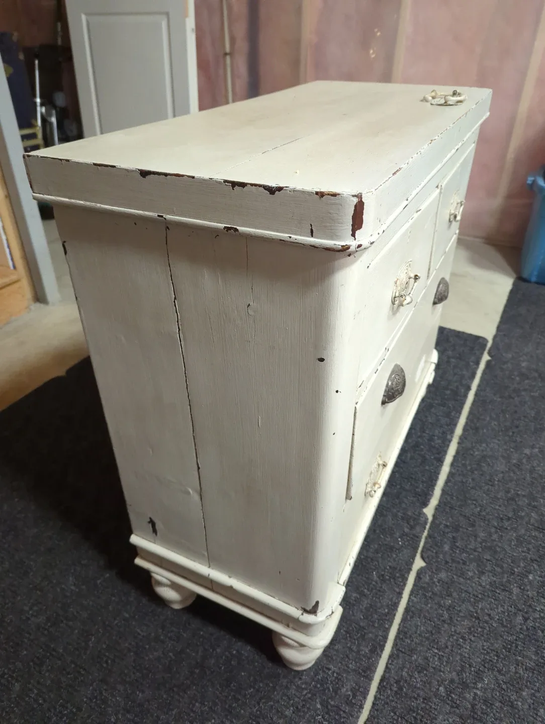Vintage White Painted Wood Chest of Drawers image indicator(4)