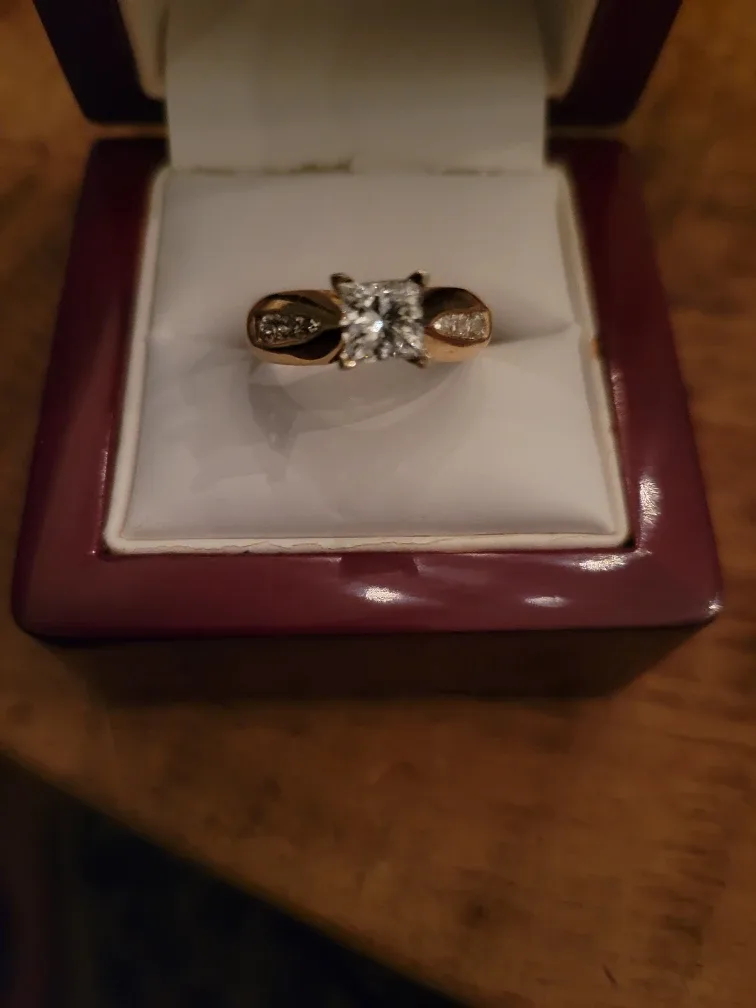 14K Gold Ring with Princess Cut Diamond