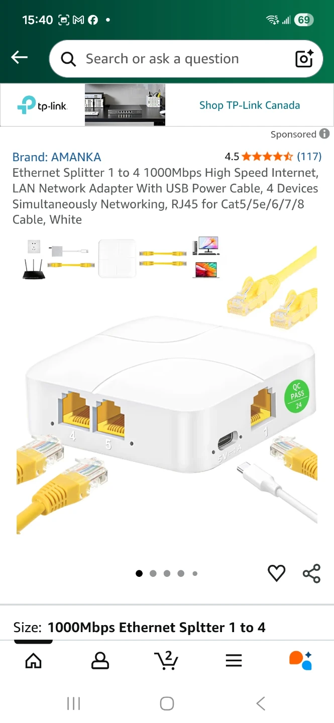 Ethernet Splitter 1 in 4 out 1000Mbps High Speed Internet Extend