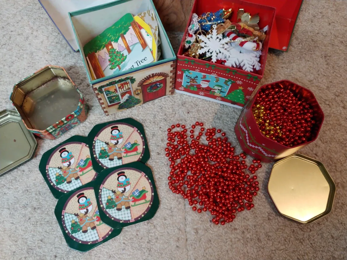 Christmas Decorations w/ Festive Storage Bins image indicator(2)