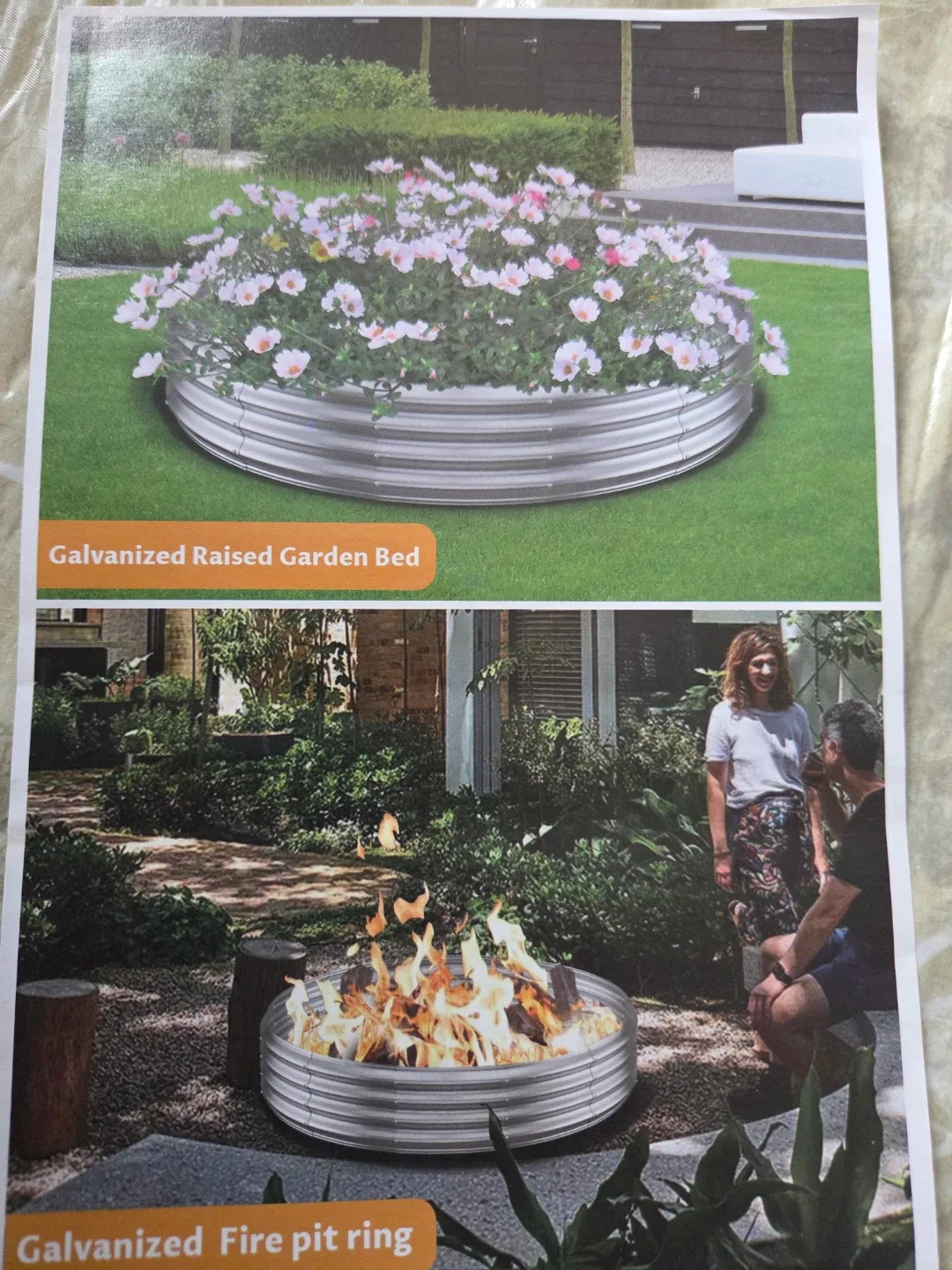 Galvanized Raised Garden Bed / Fire Pit Ring 20 Cm height