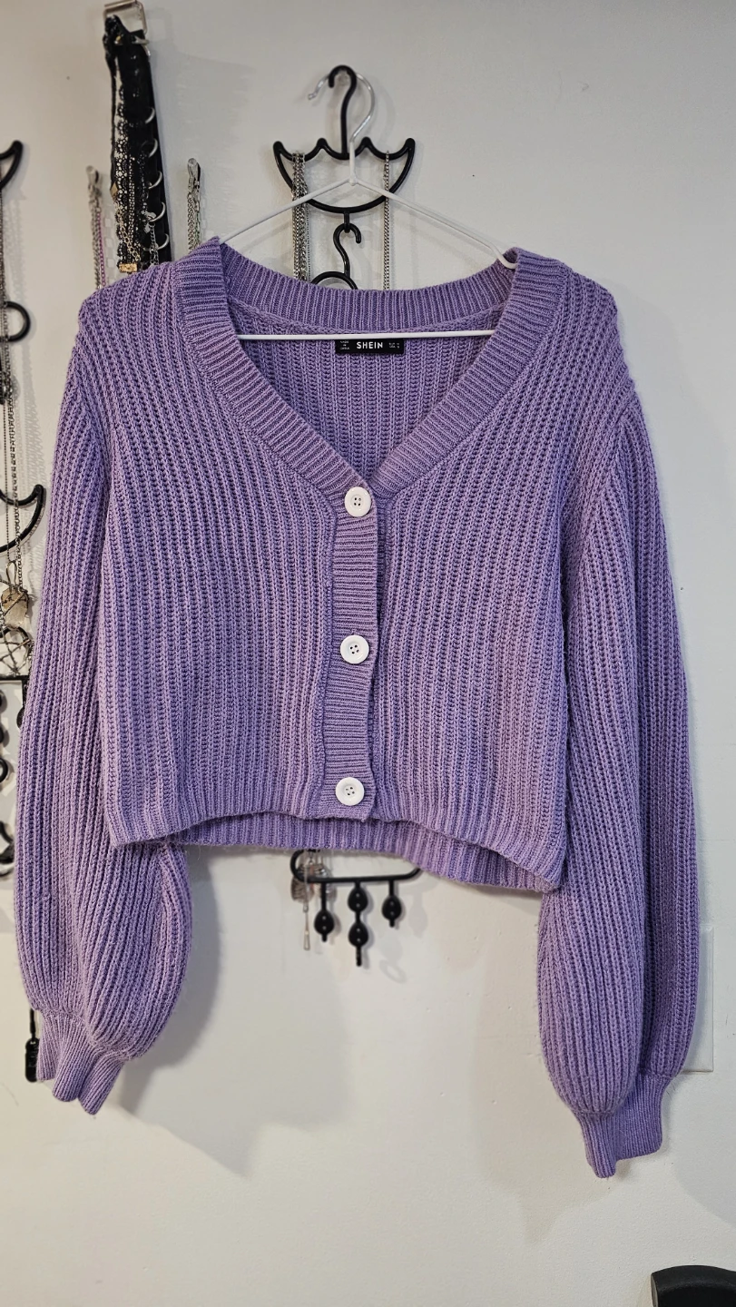 SHEIN Purple Knit Cardigan - Size M