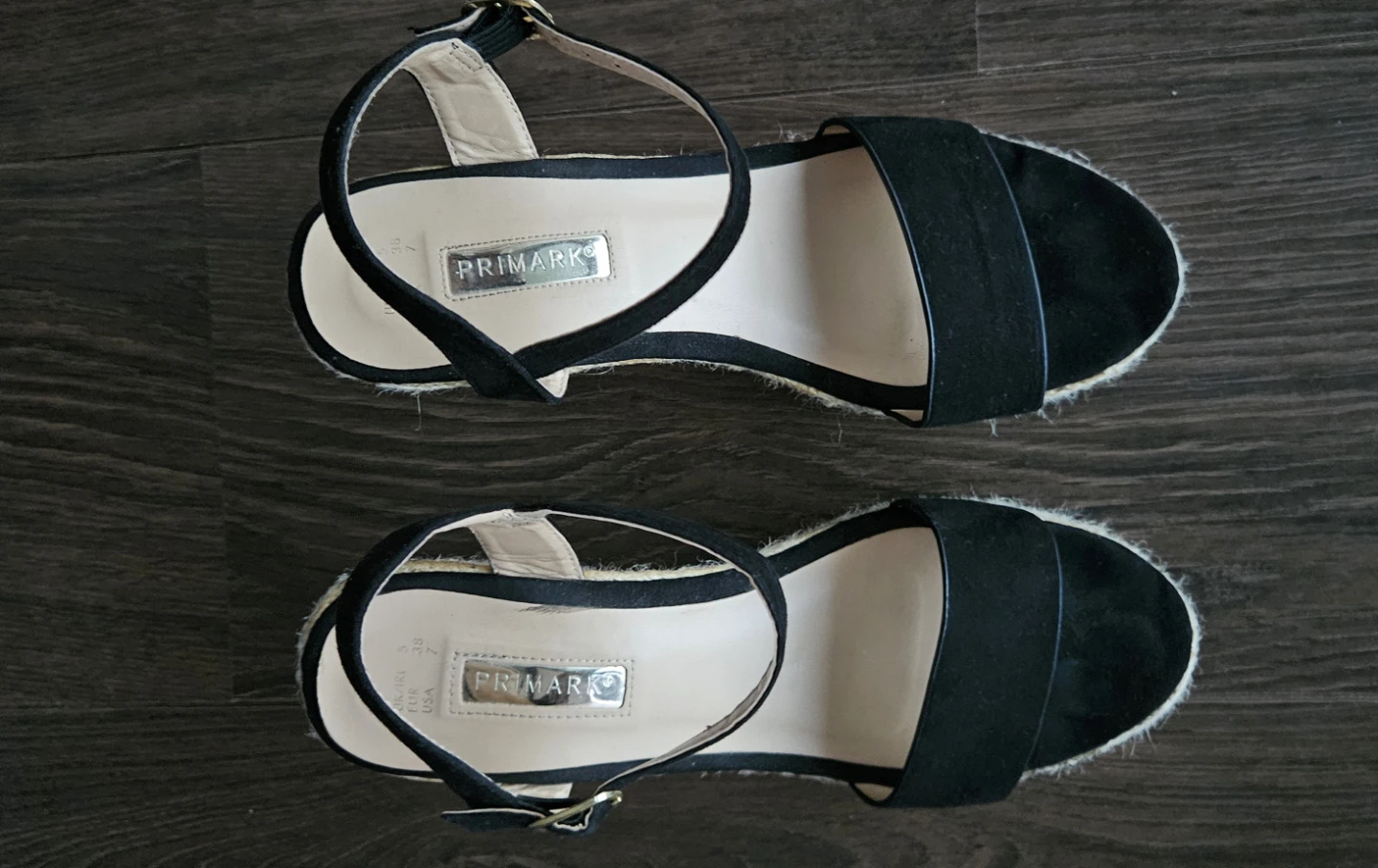 Primark Black Wedge Sandals - Size 7.5