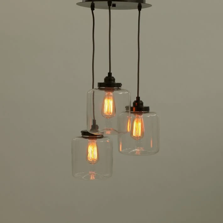 West Elm 3-Light Glass Pendant Chandelier - photo 2