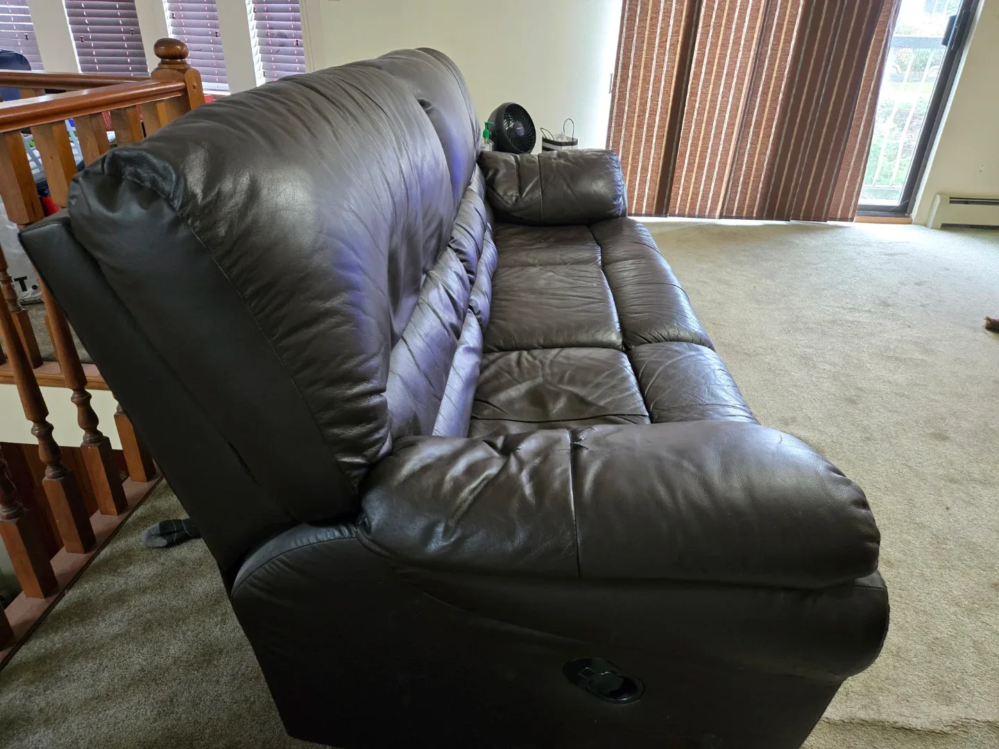 Brown Leather Reclining Sofa image indicator(3)