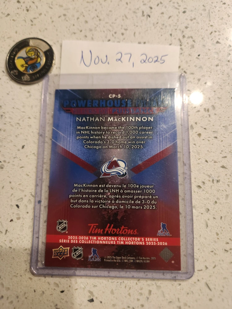 Nathan MacKinnon Tim Hortons Hockey Card - photo 2
