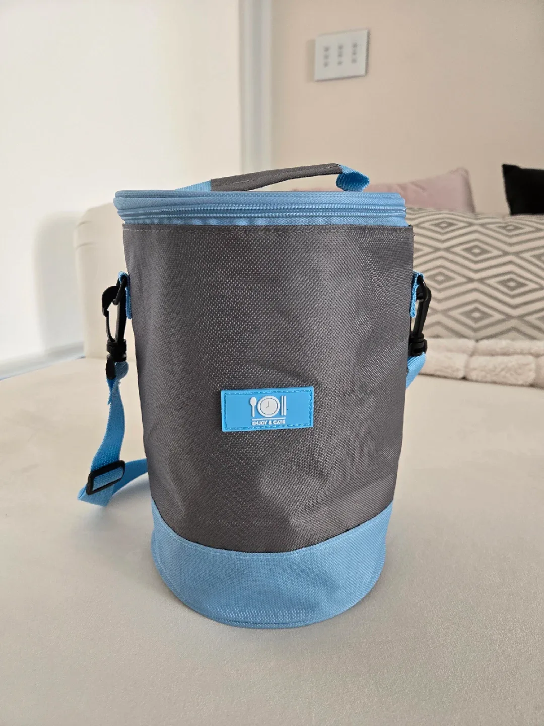 Cylinder Japanese Insulated Lunch Bag - Blue/Grey image indicator(3)