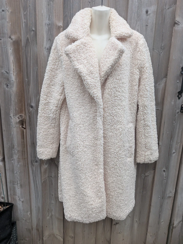 Cream Boucle Coat Size MEDIUM