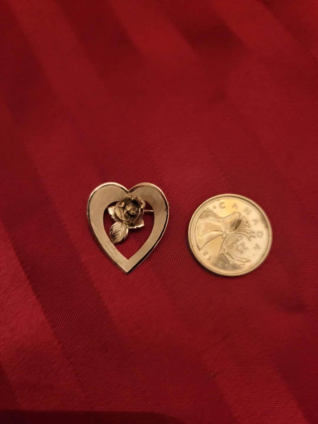 Vintage ECCo Sterling Heart & Rose Pin image indicator(6)