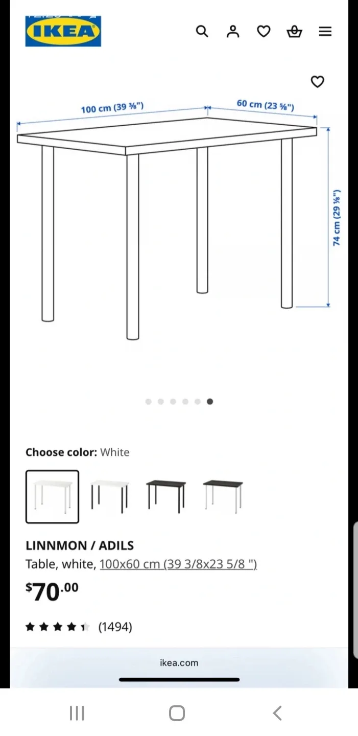 IKEA LINNMON / ADILS White Table 100x60cm image indicator(3)
