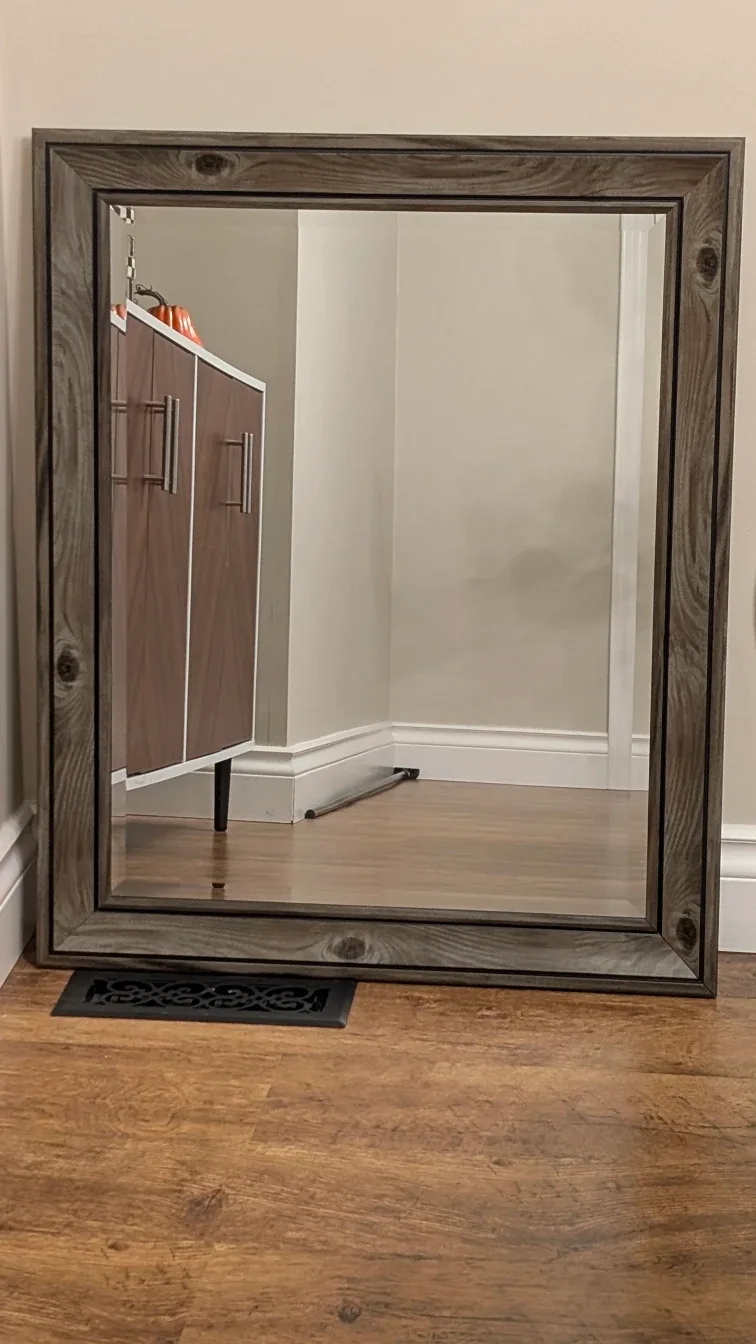 Framed Wall Mirror - Grey Wood Finish