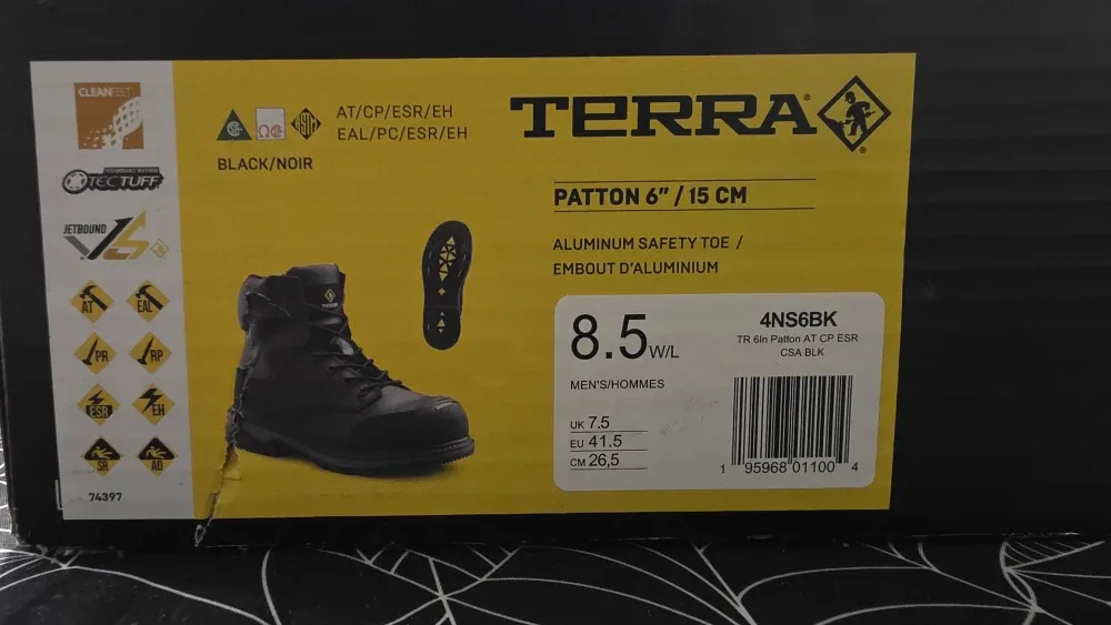 Terra Patton 6" Black Work Boots - Size 8.5 image indicator(4)