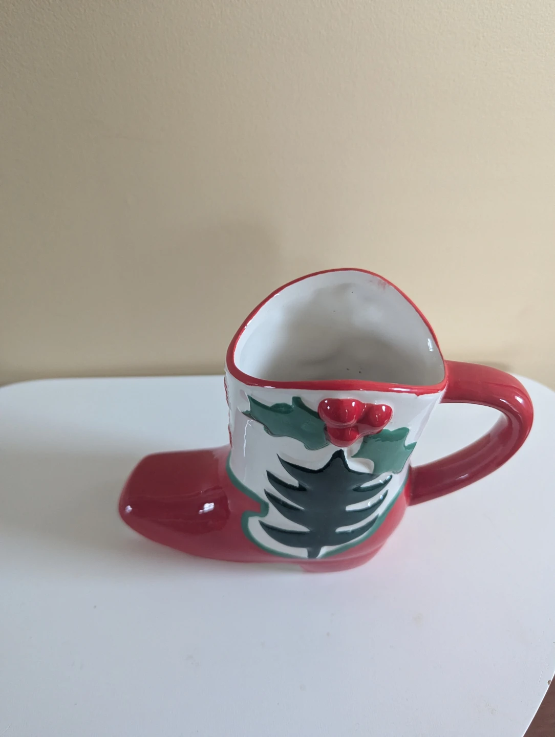 CHRISTMAS COWBOY BOOT CERAMIC MUG VASE - photo 3