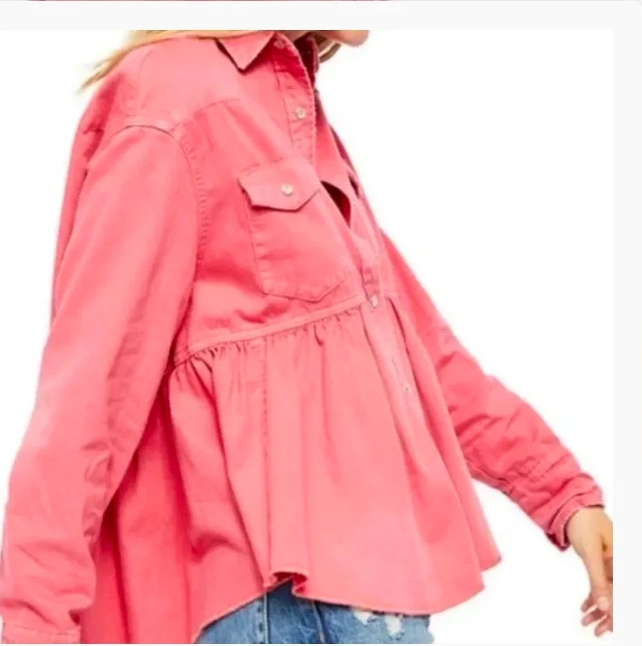 Free People- We The Free Ruffled Western Shirt - Size Small image indicator(2)