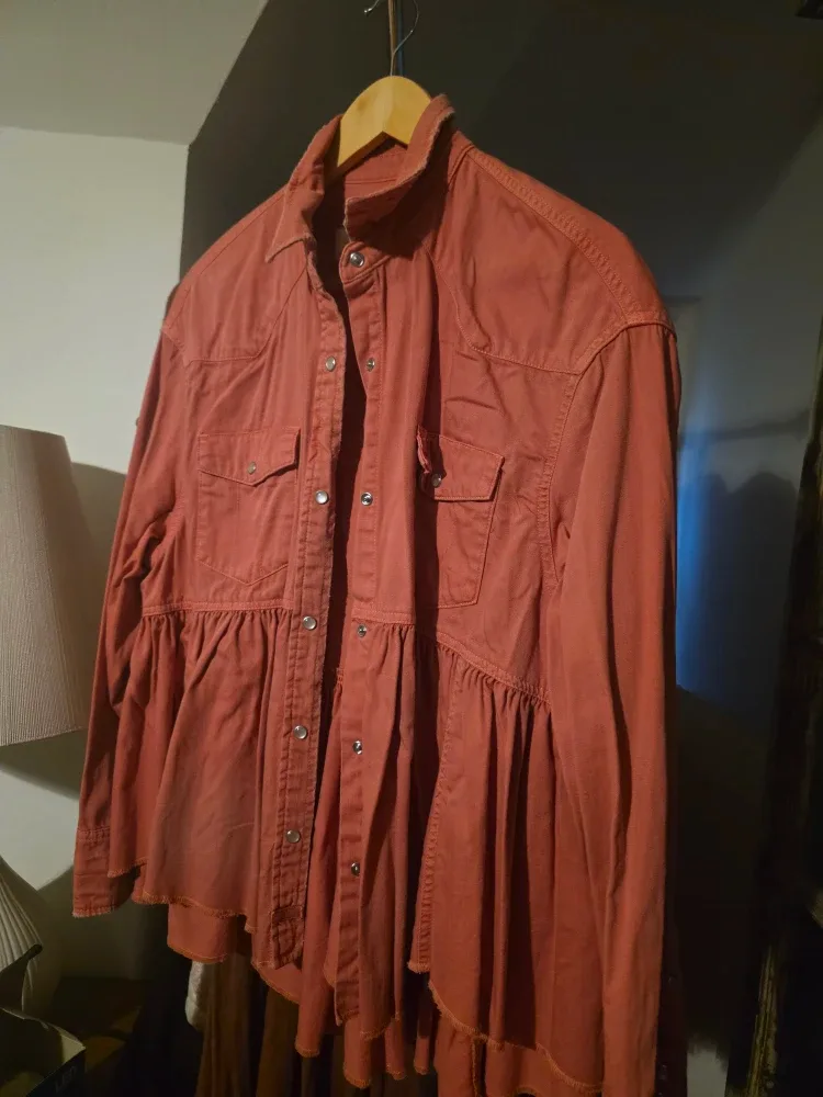 Free People- We The Free Ruffled Western Shirt - Size Small image indicator(4)