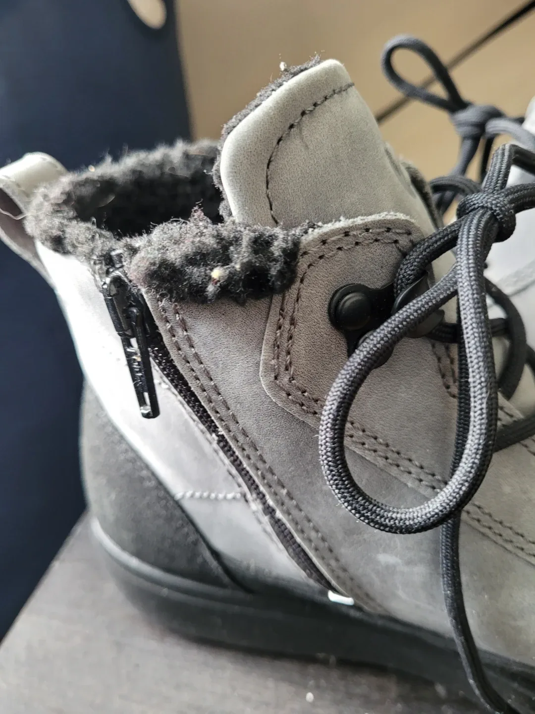 Ecco Grey Leather Boots, Size 6.5-7 US image indicator(5)