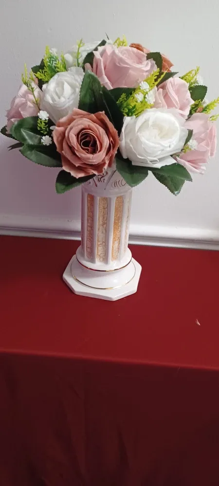 Decorative White & Gold Column Pedestal Plant Stands image indicator(4)