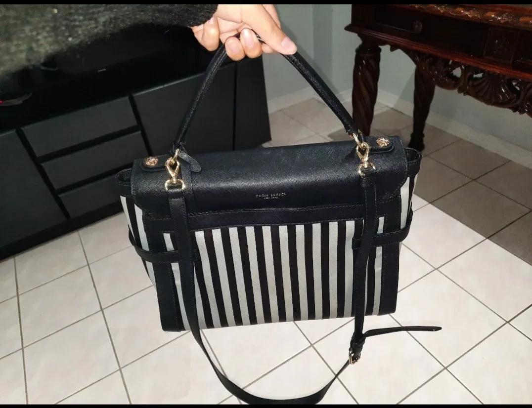 Henri Bendel Black & White Striped Handbag image indicator(2)