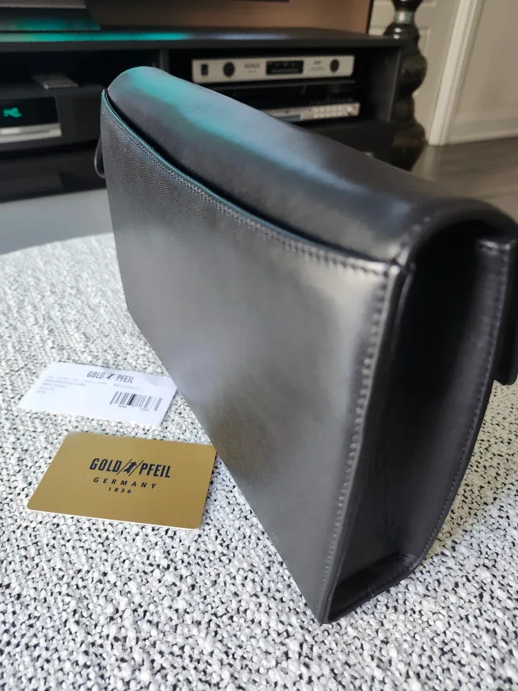 MERCEDEZ BENZ GOLD PFEILCLUTCH BLACK LEATHER image indicator(3)