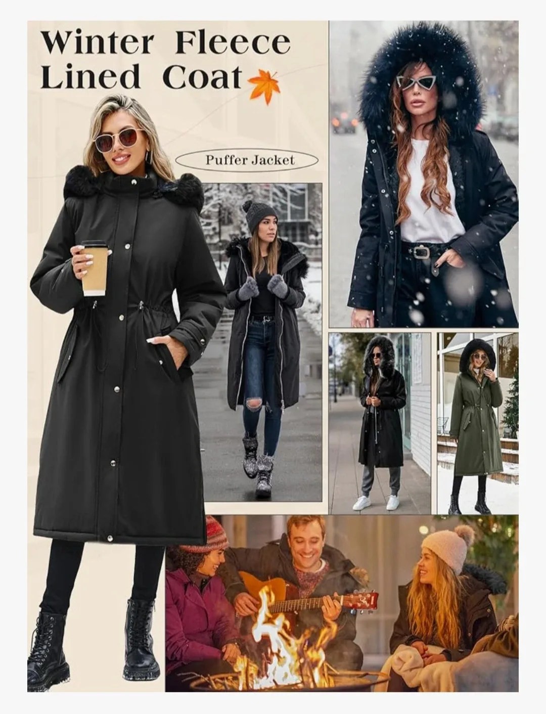 Women's Winter Long Puffer Coat - Black (Amazon)🥕 image indicator(7)